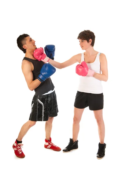 Boxing man and woman — Stock Photo, Image