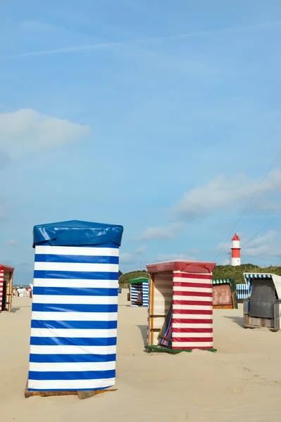 Beach from island Borkum with lighthouse — Stock Photo, Image