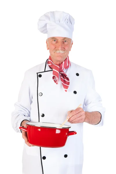 Cook stirring in the pan — Stock Photo, Image