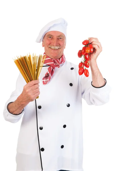 Cozinha italiana com macarrão e tomate — Fotografia de Stock