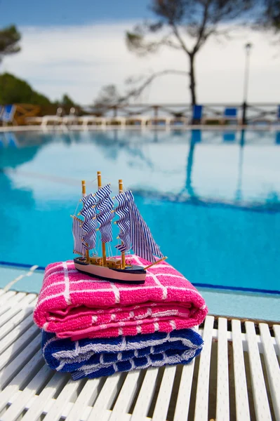 Toys at swimming pool — Stockfoto