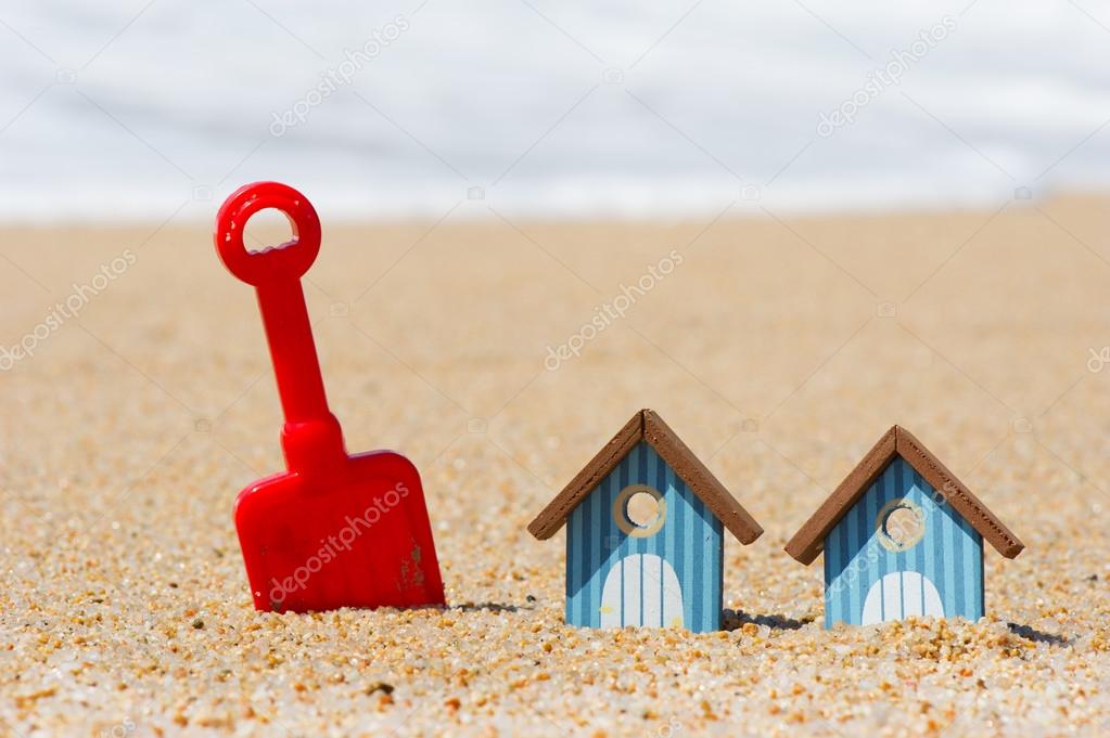 Beach huts and toys
