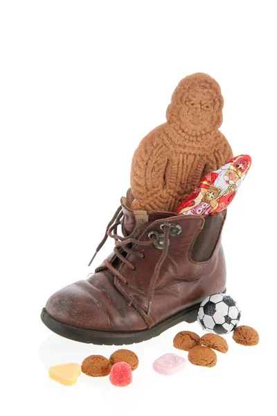 Shoe with Dutch Sinterklaas candy — Stock Photo, Image