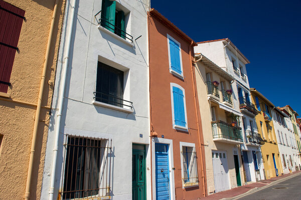 Colorful houses at the quay in Port Vendres