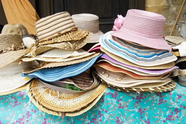Straw summer hats — Stock Photo, Image
