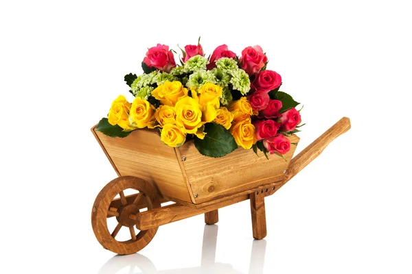 Wheel barrow flowers — Stock Photo, Image