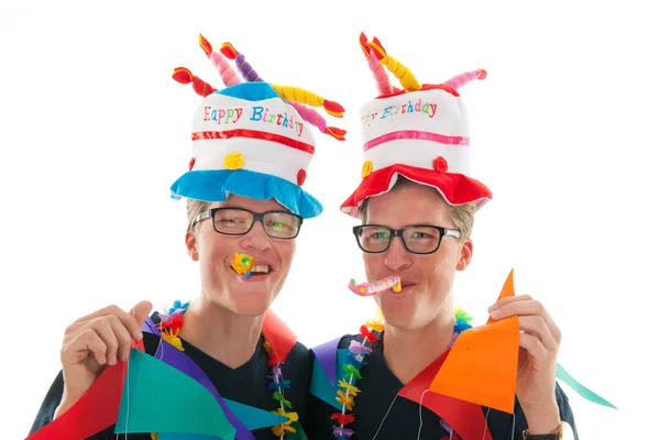 Adult male twins birthday — Stock Photo, Image