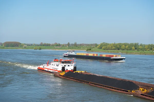 Big cargo ships in Dutch landscape — Stock Photo, Image