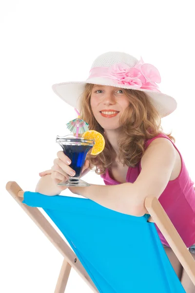 Young woman with luxury cocktail — Stock Photo, Image