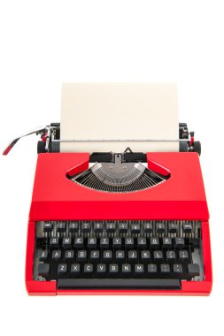 boş kağıt ile kırmızı daktilo