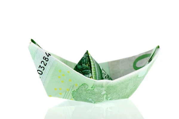 Paper money boat — Stock Photo, Image