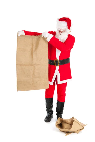 Санта с пустыми сумками — стоковое фото