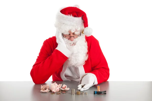 Santa contando monedas — Foto de Stock