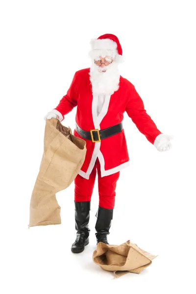 Санта с пустыми сумками — стоковое фото