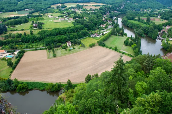 Peisaj cu râul Lot în Franța — Fotografie, imagine de stoc
