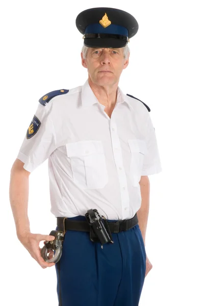 Polisen man med handen manschetter — Stockfoto