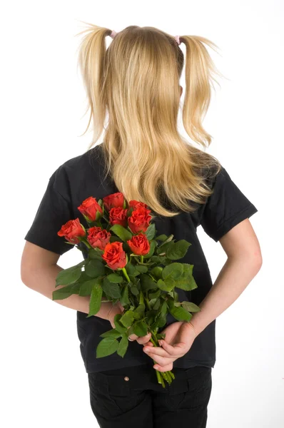 Red roses as present — Stock Photo, Image