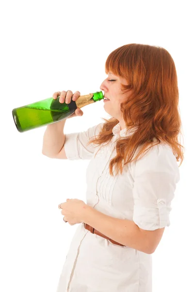 Portrait drinking sad woman — Stock Photo, Image