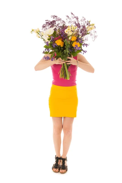 Ritratto donna con fiori — Foto Stock
