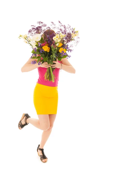 Portrait femme avec des fleurs — Photo