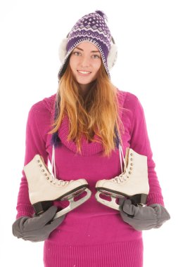 buz pateni ile çekici bir kadın