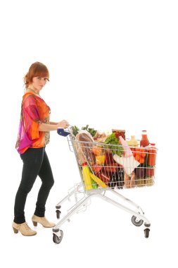 kadın shopping cart tam süt bakkal
