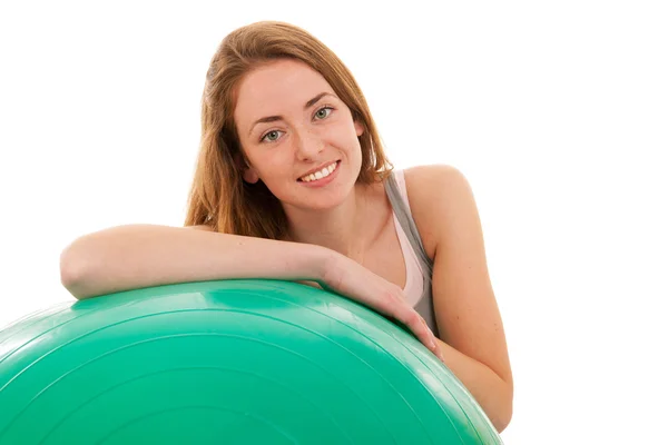 Mujer del deporte con pelota — Foto de Stock