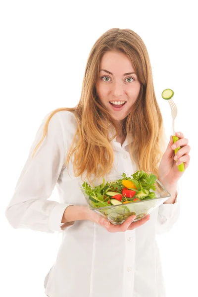 Woman with fresh salad for diet — Stock Photo, Image