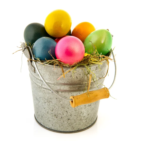 Balde ovos de Páscoa — Fotografia de Stock