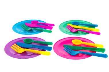renkli plastik tabak-çanak