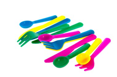 renkli plastik çatal bıçak takımı