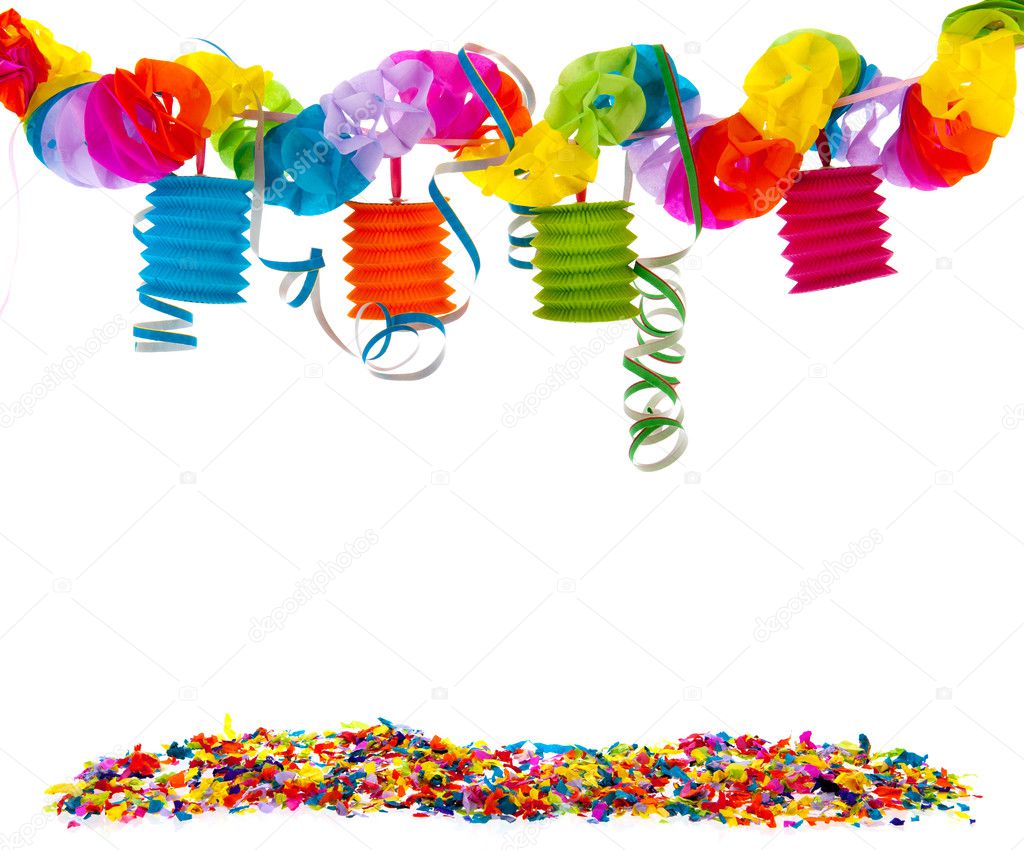 party with confetti and paper chain