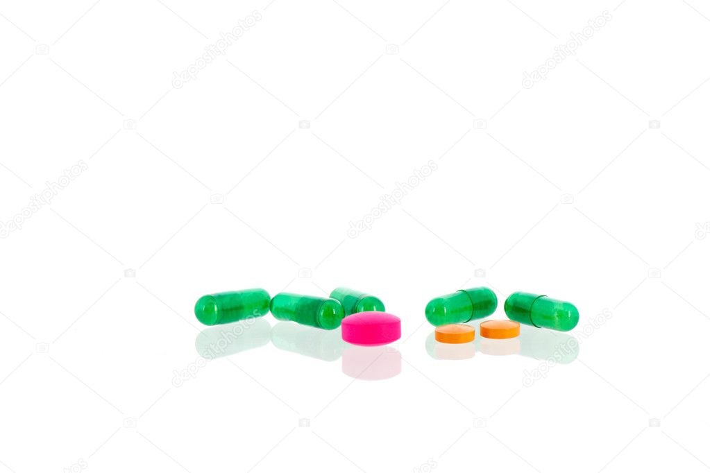 Green medicine in capsules and other pills