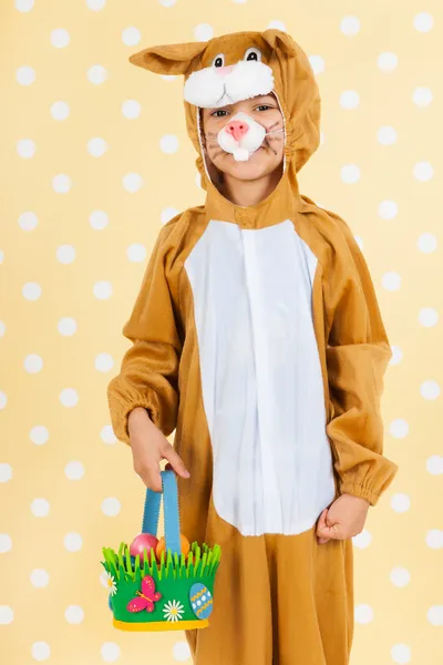Child as easter hare with eggs — Stock Photo, Image