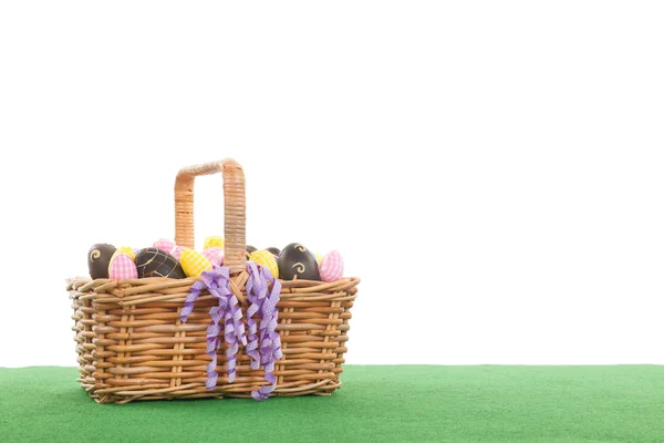 Basket easter eggs — Stock Photo, Image