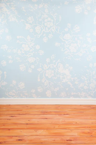 Room with blue vintage wall paper — Stock Photo, Image