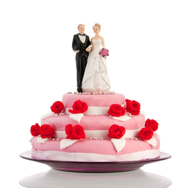 Gâteau de mariage avec couple — Photo