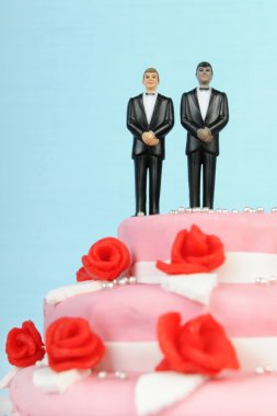 Düğün pastası ile gay çift