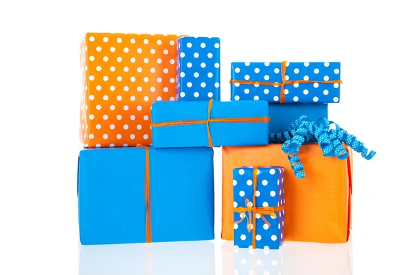 Gifts in blue and orange — Stock Photo, Image