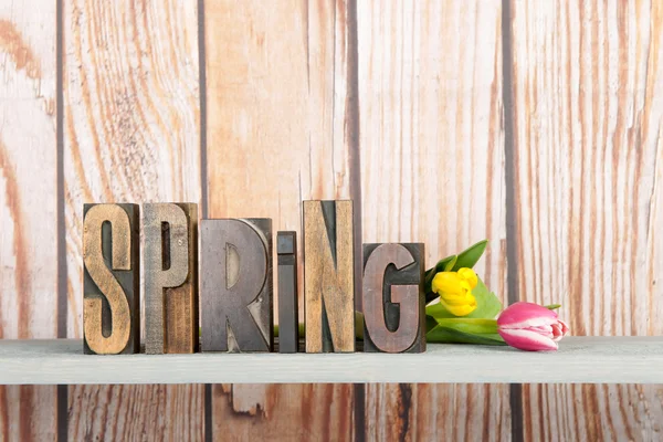 Spring in print letters — Stock Photo, Image