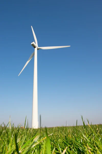 Wiatrak dla energetyki wiatrowej w trawie — Zdjęcie stockowe