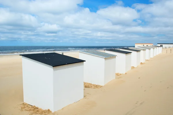 Cabanes de plage bleues à Texel — Photo