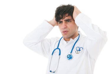 Male doctor with clipboard clipart