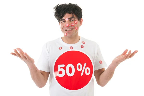 Man with discount — Stock Photo, Image