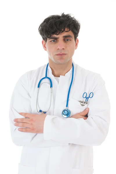 Мужской врач в белом халате — стоковое фото