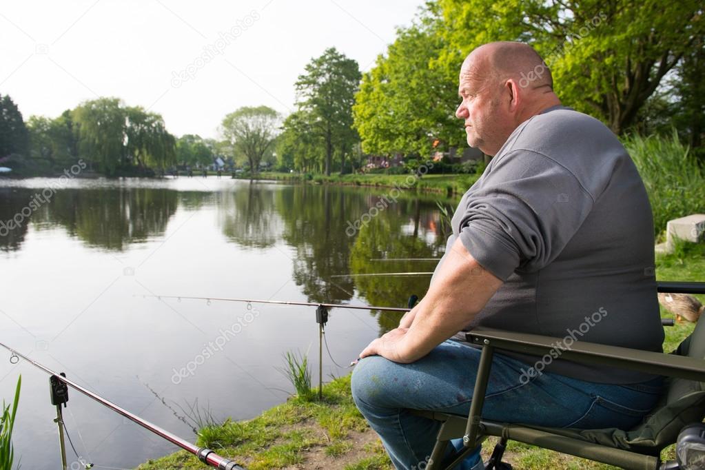 Fisherman with fishing rods