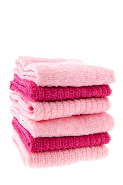 yığılmış pembe havlu