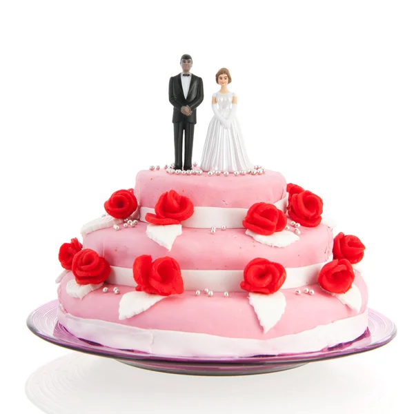 Mixed couple on top of wedding cake — Stock Photo, Image