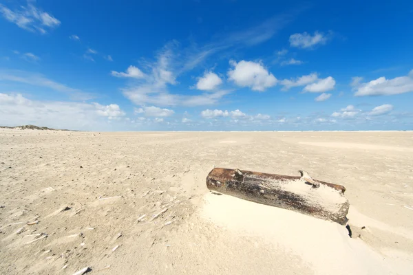 Drewniany słup na plaży — Zdjęcie stockowe