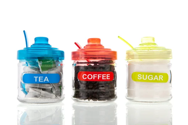 Çay, kahve ve şeker — Stok fotoğraf